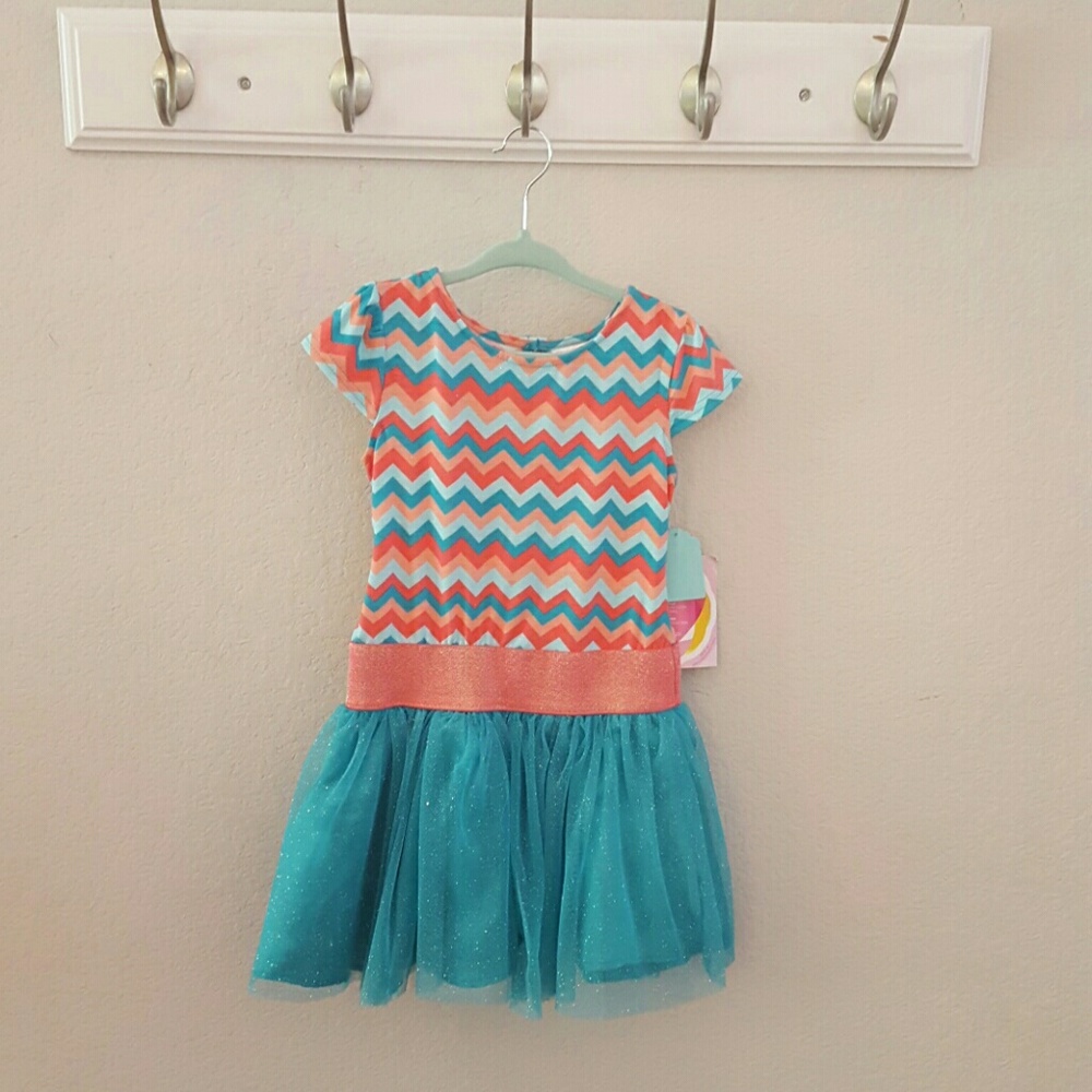 Chevron drop waist tutu tulle dress